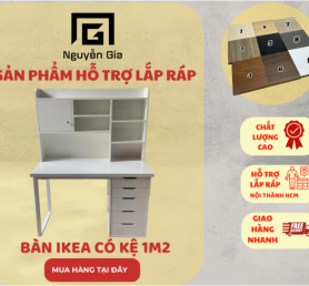 bàn ikea có kệ sách