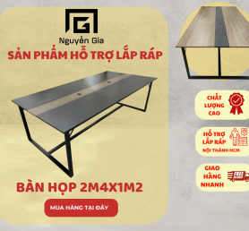 bàn họp 2m4 chân sắt