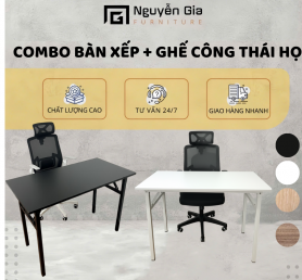 Combo bàn xếp gọn và ghế công thái học