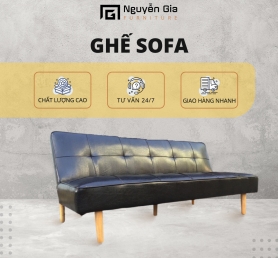 Ghế SoFa bed da đen 1.7m chân gỗ